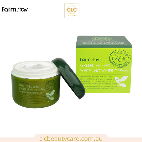 Kem dưỡng da trẻ hóa, ngừa mụn, cân bằng sắc tố da Farmstay Green Tea Seed Whitening Water Cream 100g