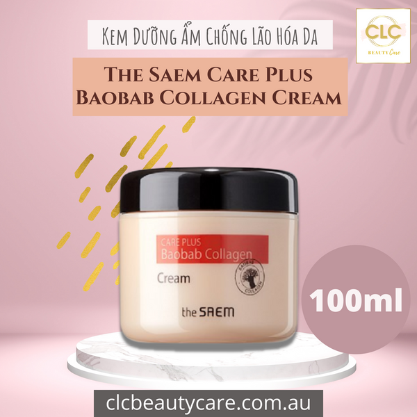 Kem dưỡng ẩm chống lão hóa da The Saem Care Plus Baobab Collagen Cream 100ml