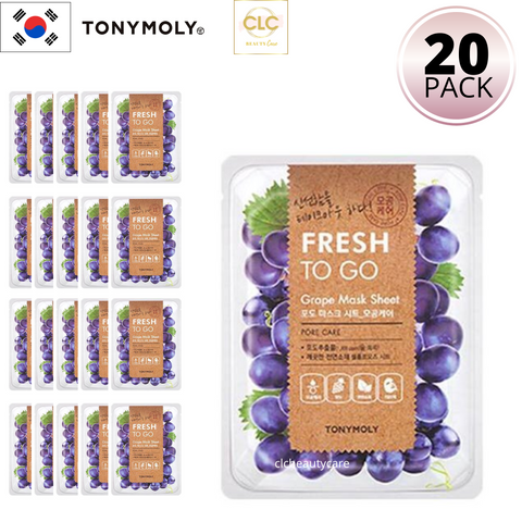 Mặt nạ chiết xuất nho Tony Moly Fresh To Go Grape Mask Sheet 22g - 2 Hộp 20 Masks