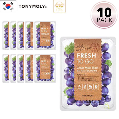 Mặt nạ chiết xuất nho Tony Moly Fresh To Go Grape Mask Sheet 22g - 1 Hộp 10 Masks