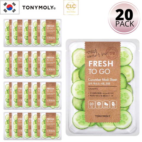 Mặt nạ chiết xuất dưa chuột Tony Moly Fresh To Go Cucumber Mask Sheet 22g - 2 Hộp 20 Masks